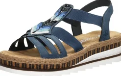 Rieker Sandalen Plat Blauw Fashion