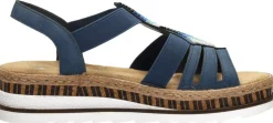 Rieker Sandalen Plat Blauw Fashion