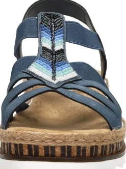 Rieker Sandalen Plat Blauw Fashion