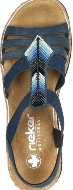 Rieker Sandalen Plat Blauw Fashion