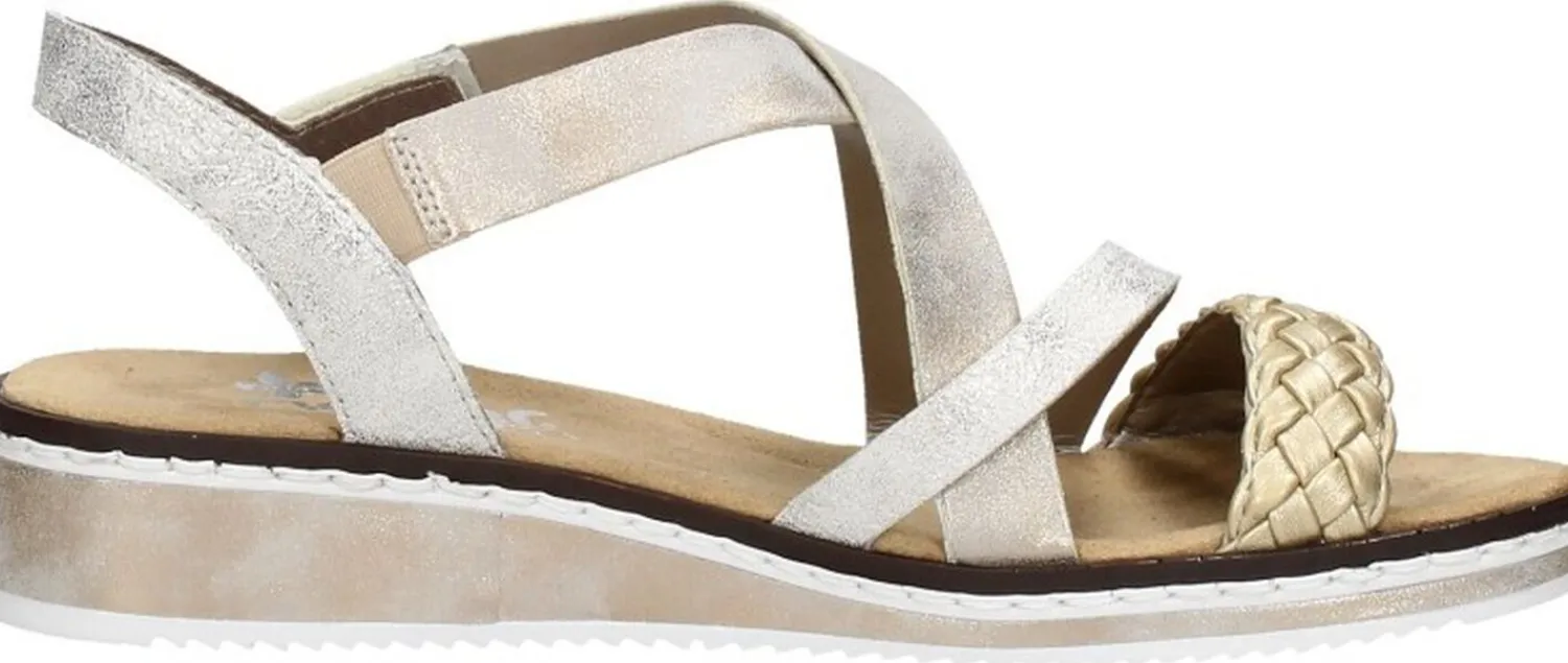 Rieker Sandalen Plat Goudkleur Fashion