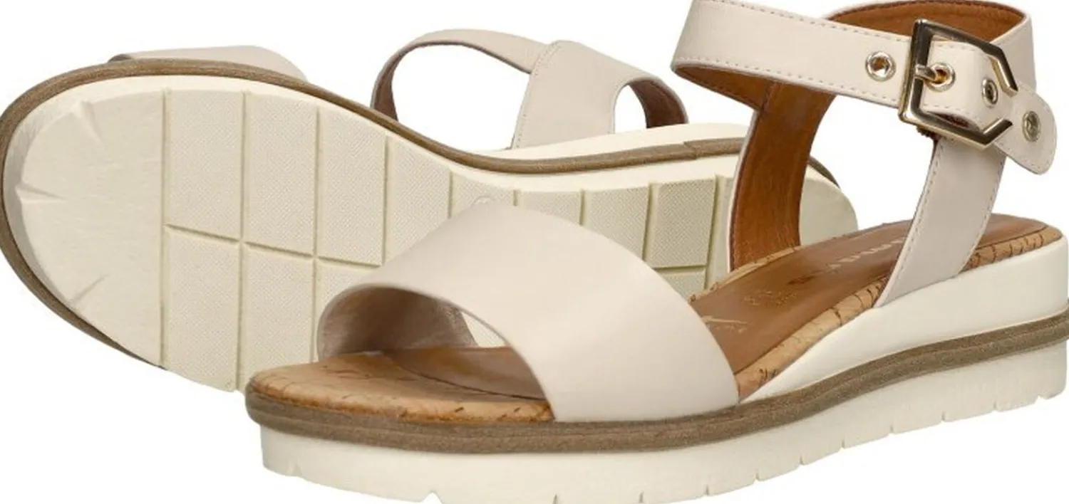 Tamaris Sandalen Plat Gebroken wit Clearance