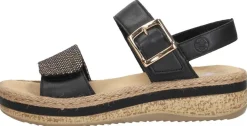 Rieker Sandalen Plat Zwart Best