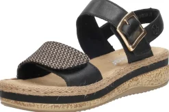 Rieker Sandalen Plat Zwart Best