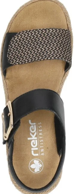 Rieker Sandalen Plat Zwart Best