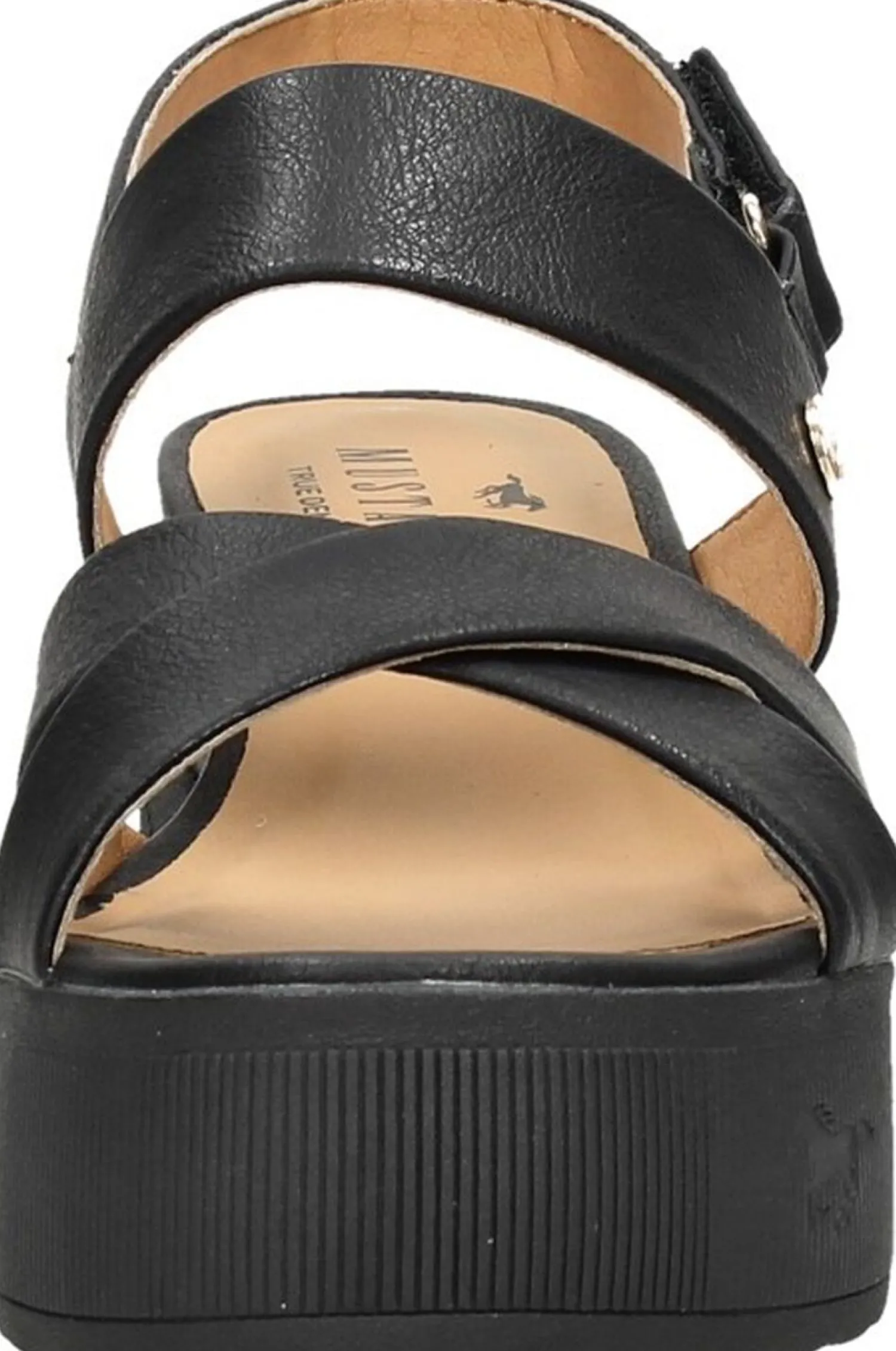 Mustang Sandalen Plat Zwart New