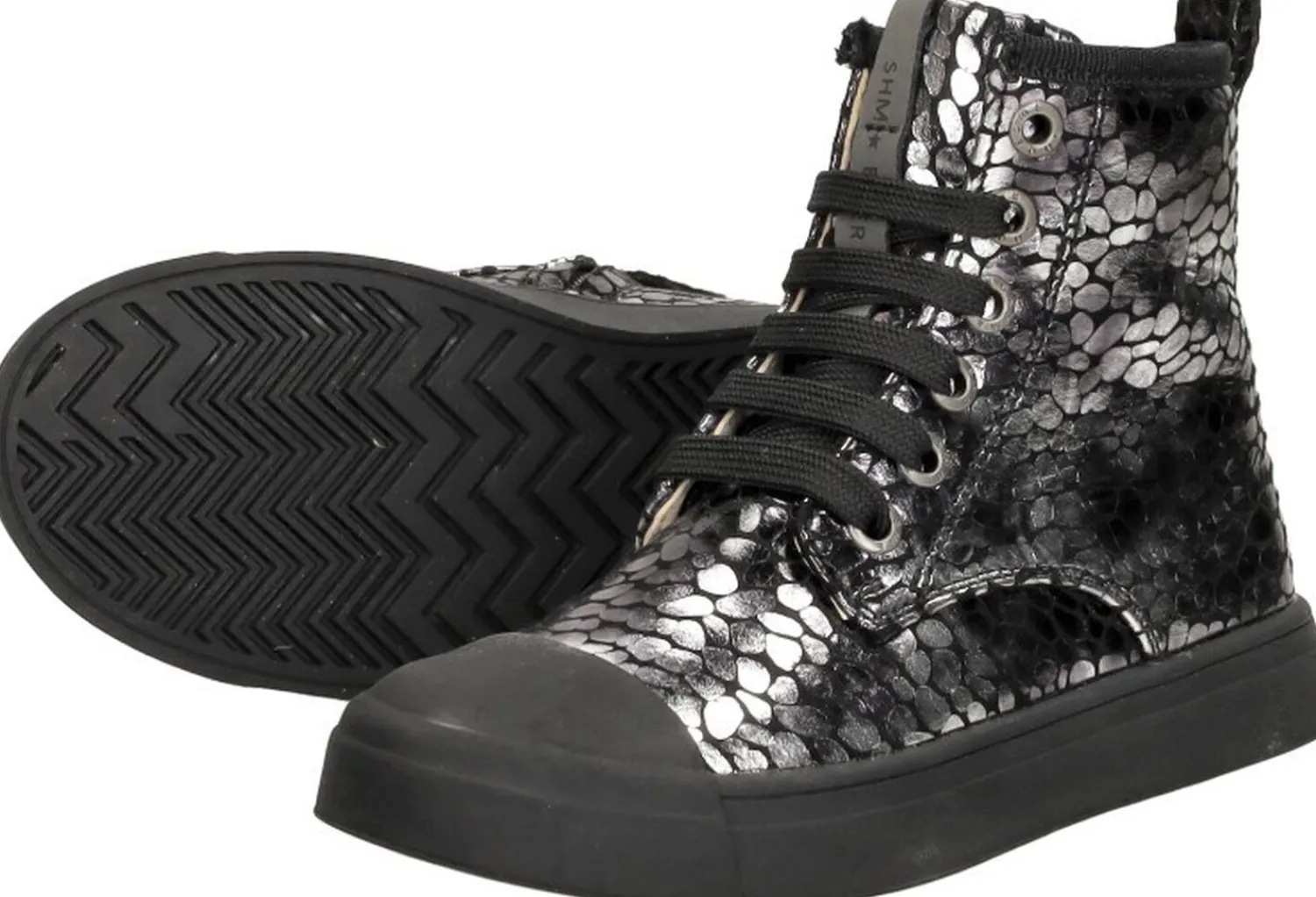 Shoesme Veterschoen hoog Zilverkleur Sale