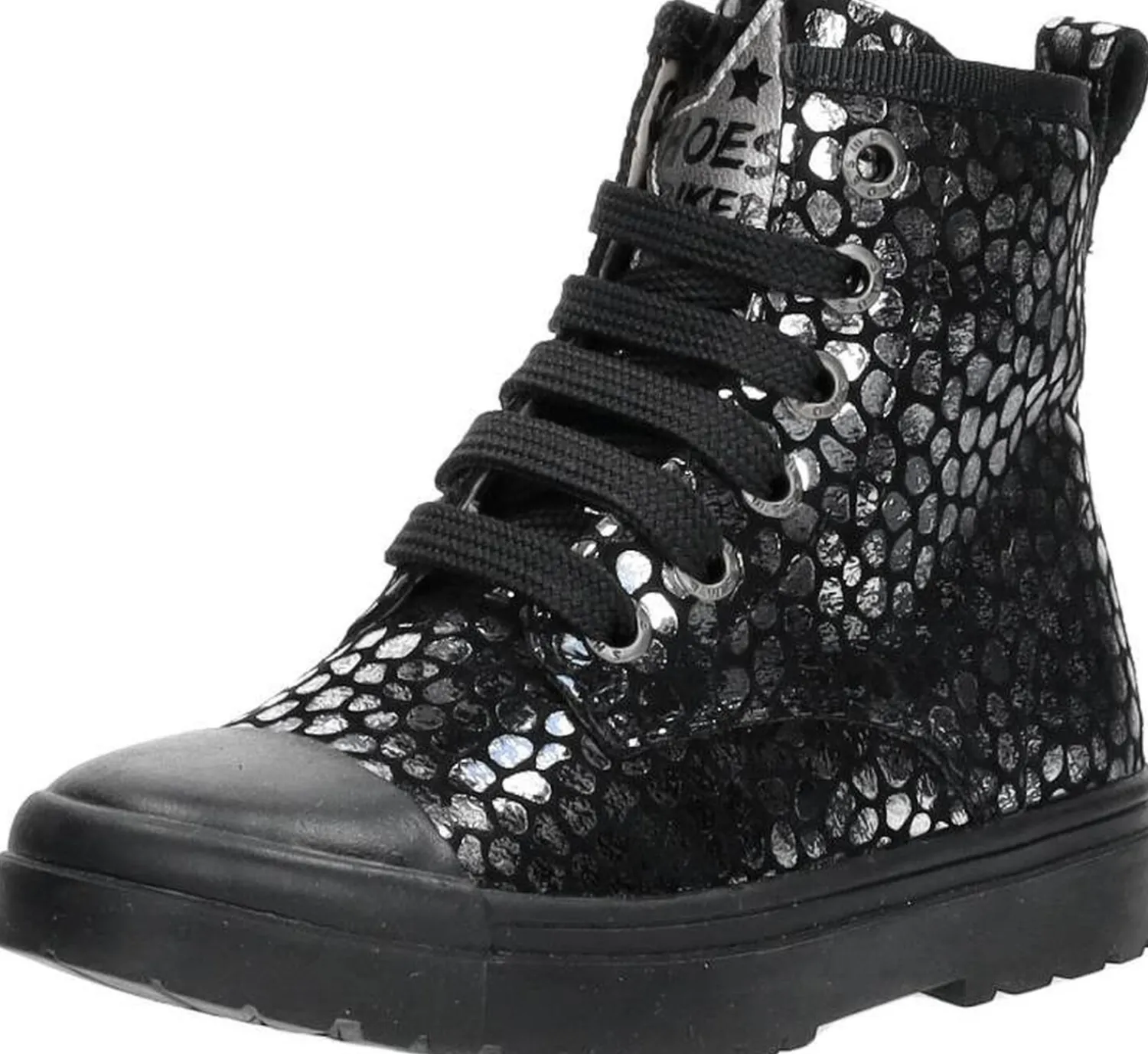 Shoesme Veterschoen hoog Zilverkleur New