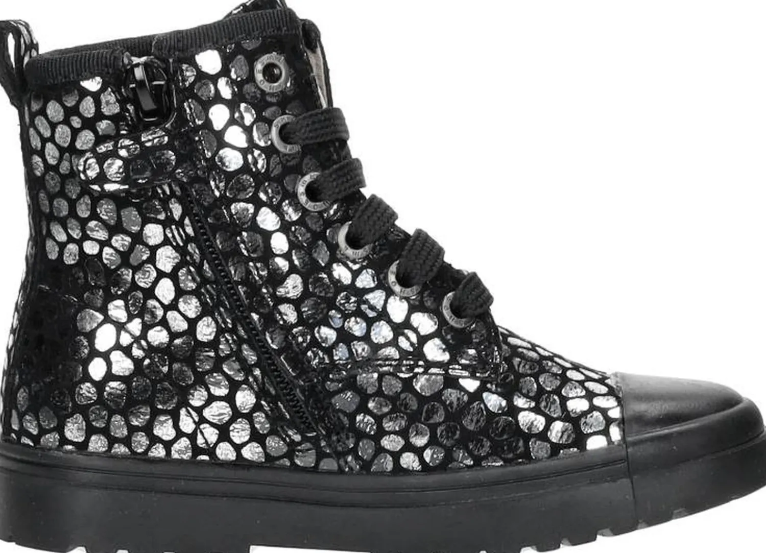 Shoesme Veterschoen hoog Zilverkleur New