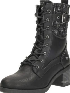 Mustang Veterschoenen Hak Zwart Sale