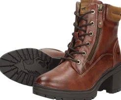 Mustang Veterschoenen Hak Cognac New