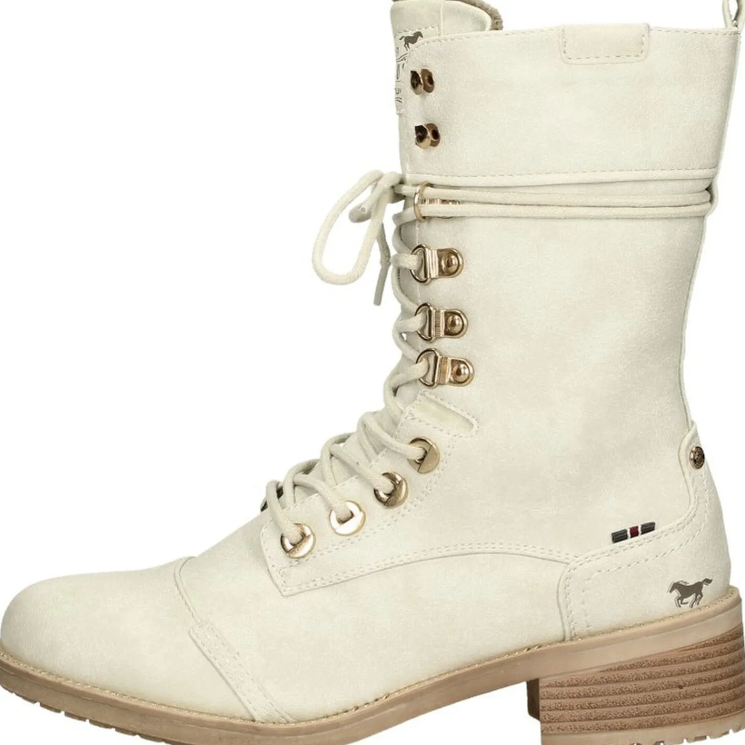 Mustang Veterschoenen Hoog Gebroken wit Outlet