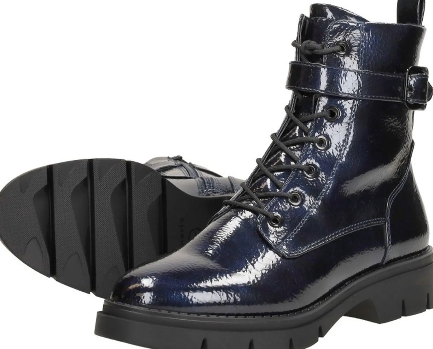 Tamaris Veterschoenen Hoog Blauw lak Clearance