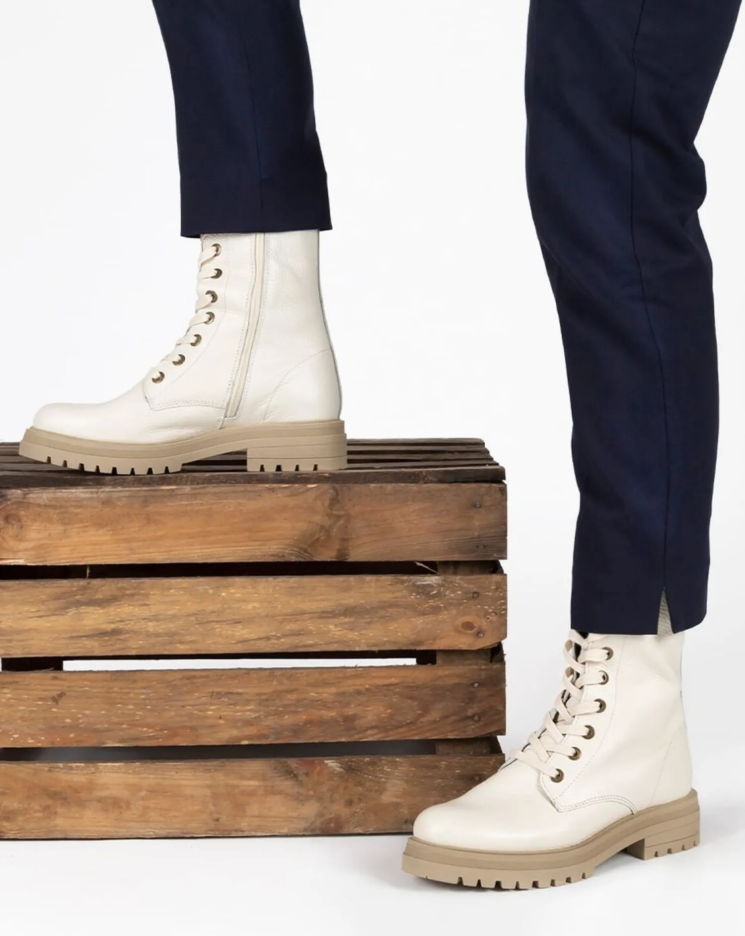 Sub55 Veterschoenen Hoog Gebroken wit Sale