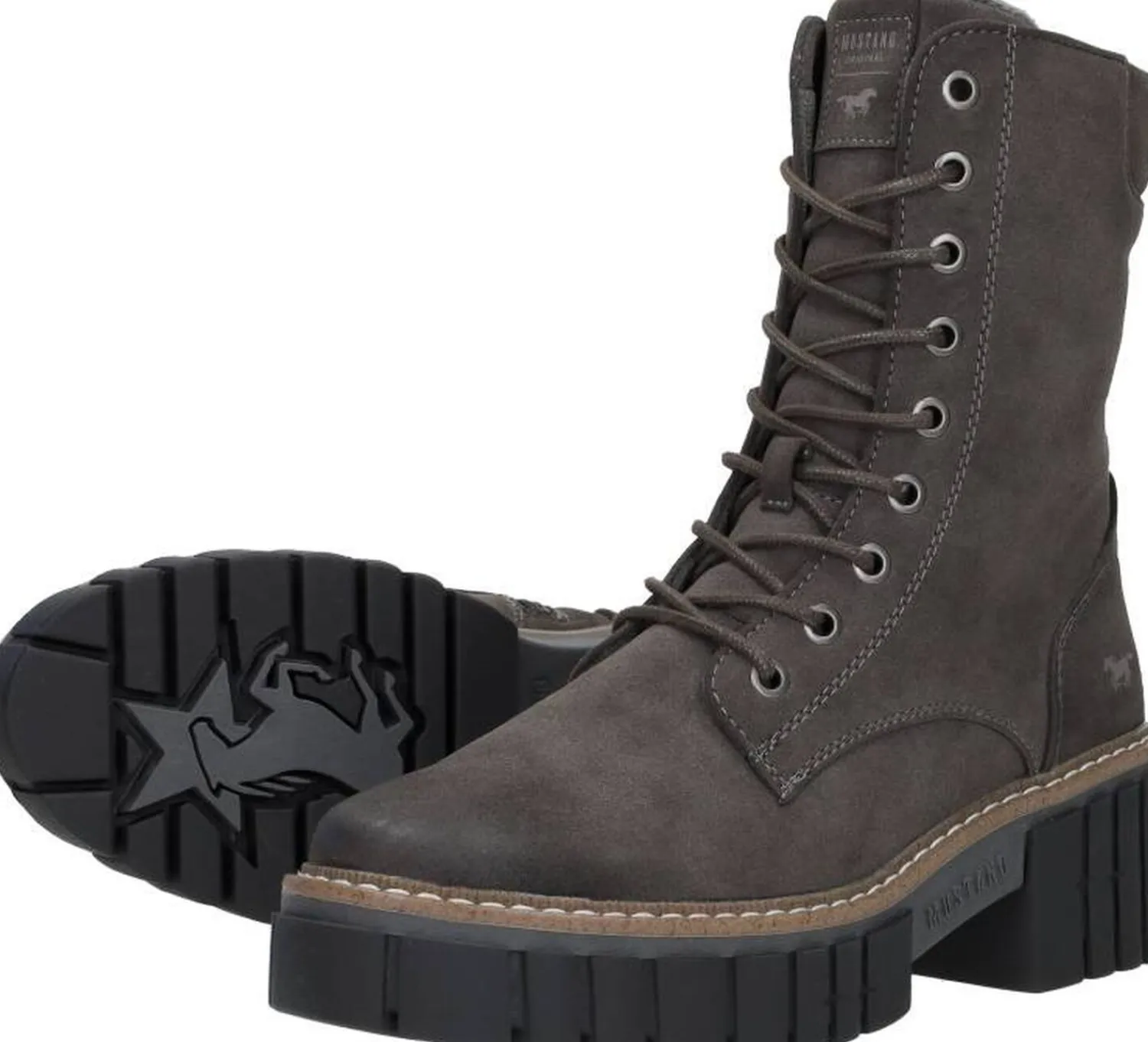 Mustang Veterschoenen Hoog Taupe Outlet