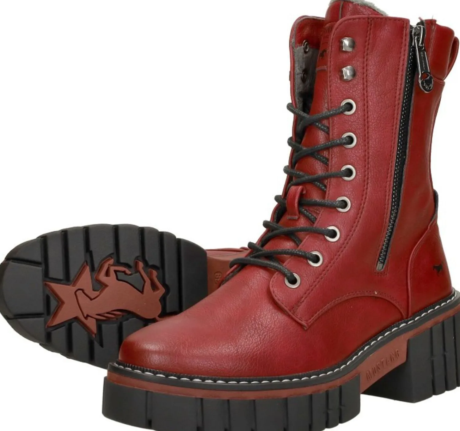 Mustang Veterschoenen Hoog Rood New