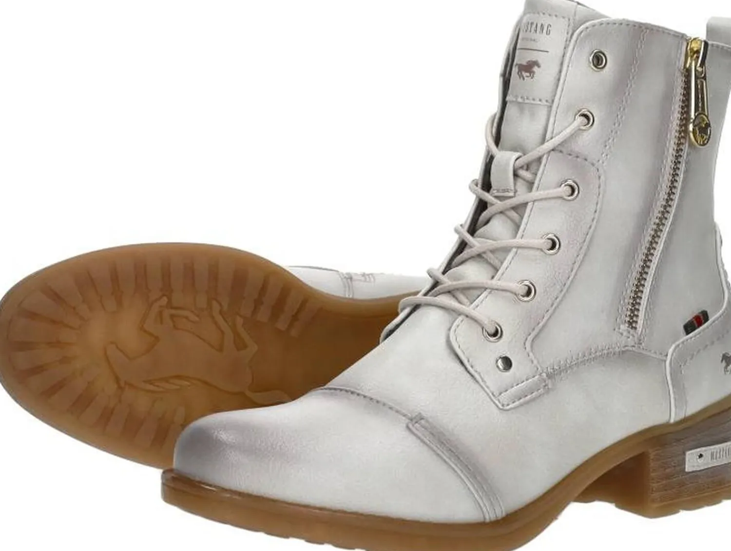 Mustang Veterschoenen Hoog Gebroken wit Sale
