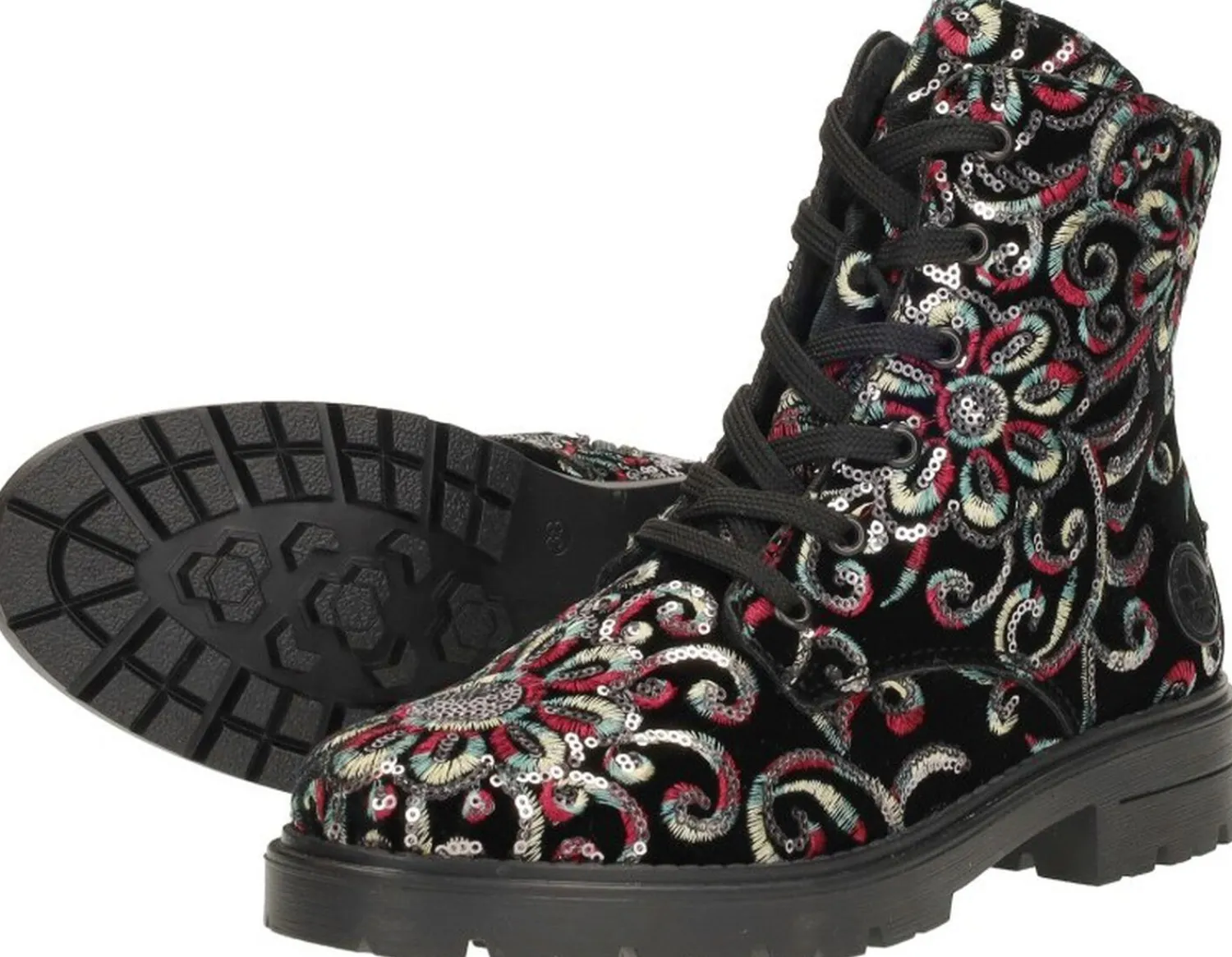 Rieker Veterschoenen Hoog Zwart Clearance
