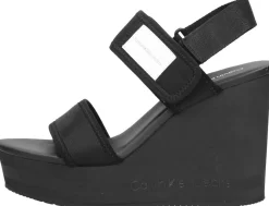Calvin Klein Wedge Sandal Badge Zwart Discount