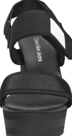 Calvin Klein Wedge Sandal Badge Zwart Discount