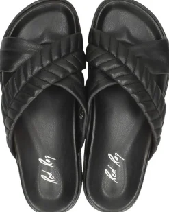 Red Rag Women Flat Sandal Padding Zwart Discount